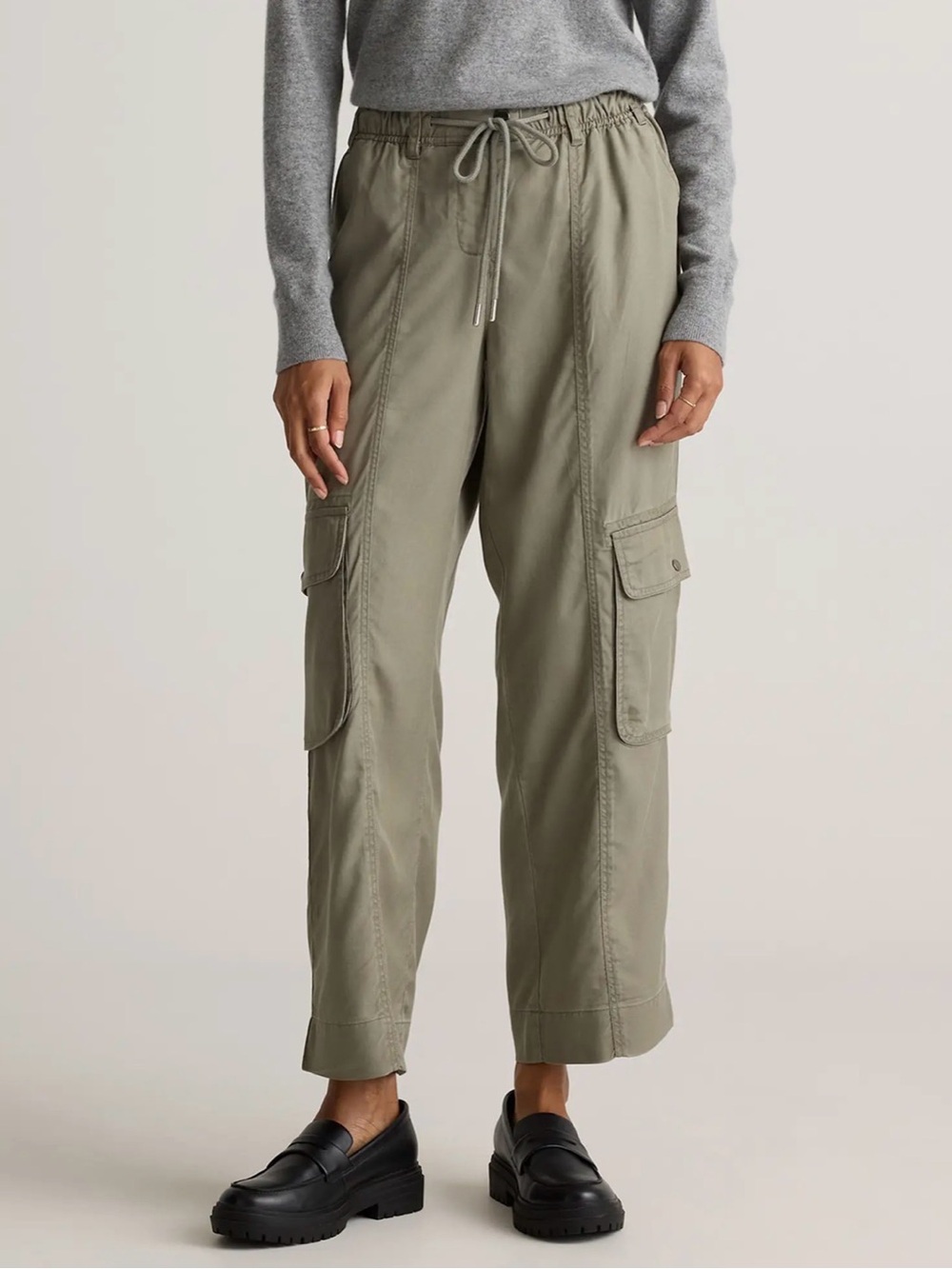 Quince Vintage Wash Tencel Drawstring Cargo Pants